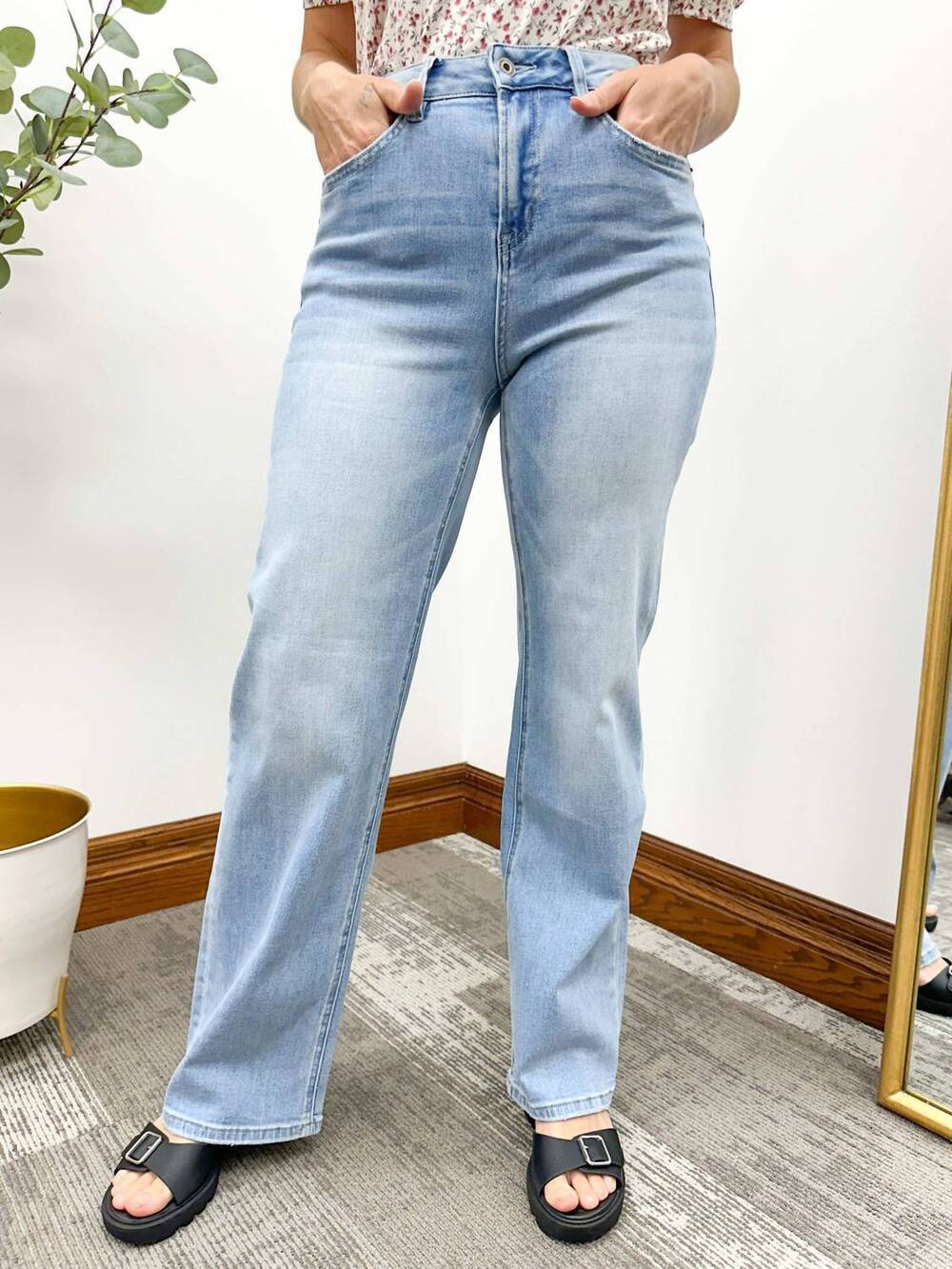 NEW MICA DENIM super high rise straight leg loose fit jeans in blue